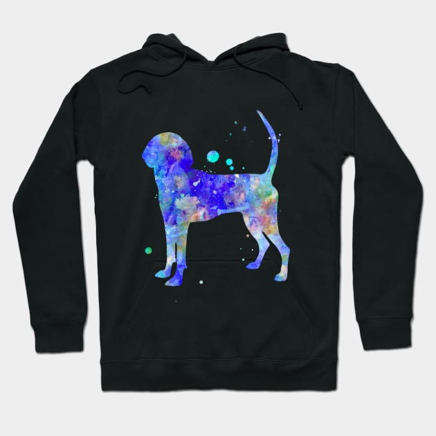 Bluetick Coonhound Dog Watercolor Painting Hoodie by Miao Miao Design